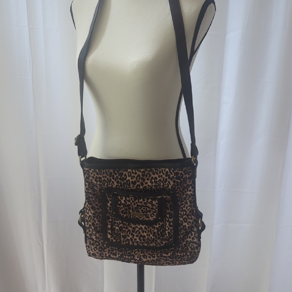 Tyler Rodan Brown and Black Crossbody Bag with Animal Print